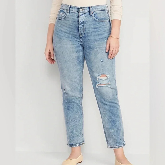 Old navy acid wash high rise o.g straight jeans sz 10 - Picture 2 of 9